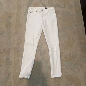 AG The Farrah Skinny White Denim Pants